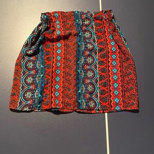 Miami Red and Blue Patterned Mini Skirt